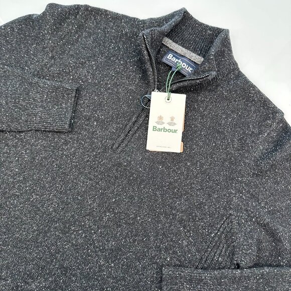 Barbour Men's Essential Tisbury Half Zip Lambswool Blend Sweater, Size Sm, Black - Picture 1 of 14